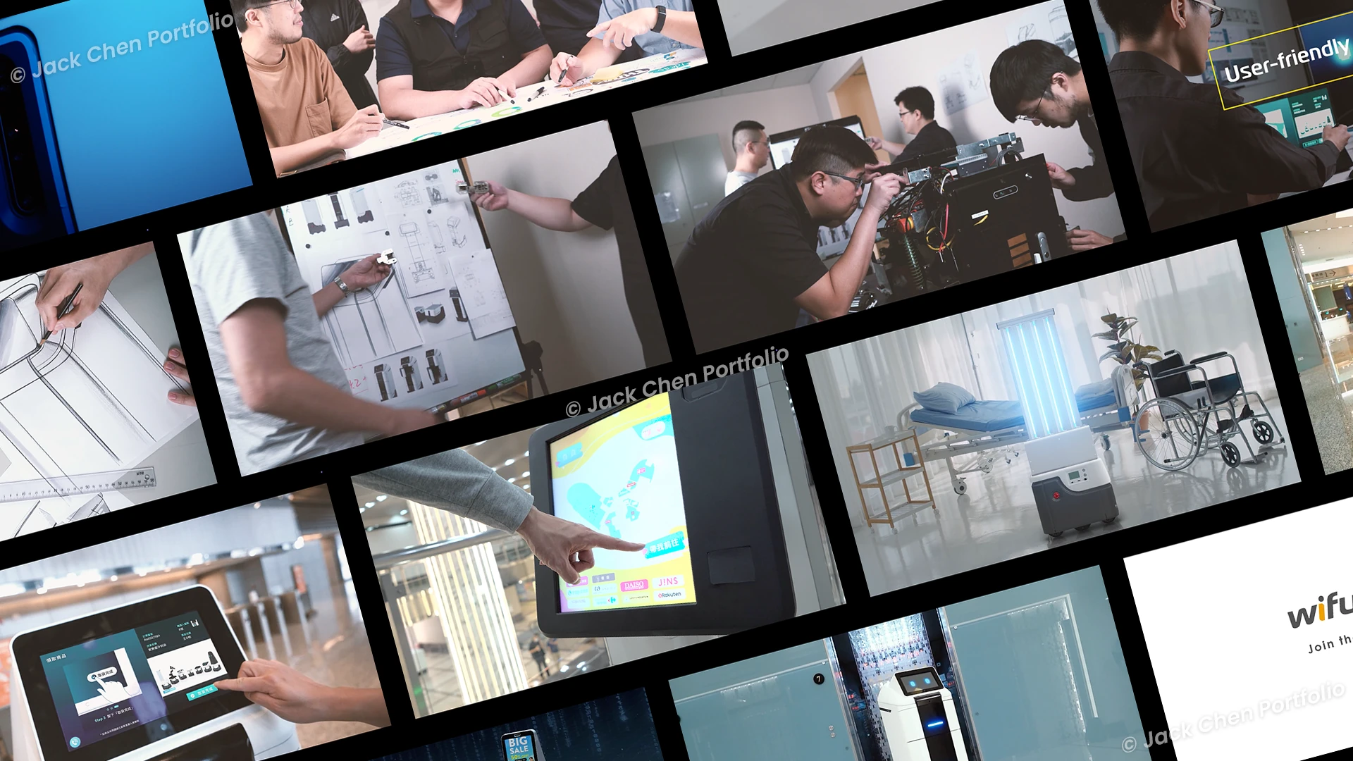 AMR Robot 專案團隊合作過程與場域驗證,包含設計討論、工程開發、賣場飯店醫院實際運行等情境